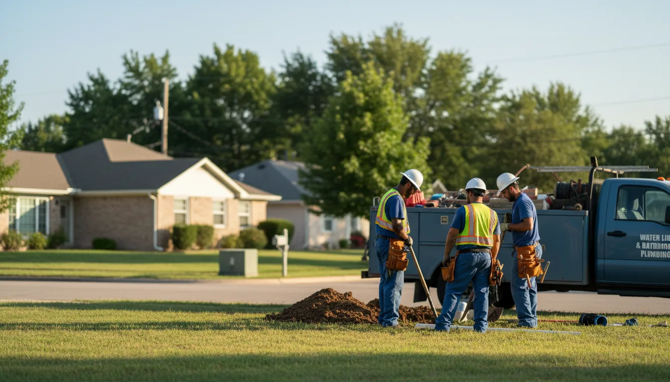Residential water line and bathroom plumbing service in Hallett, OK